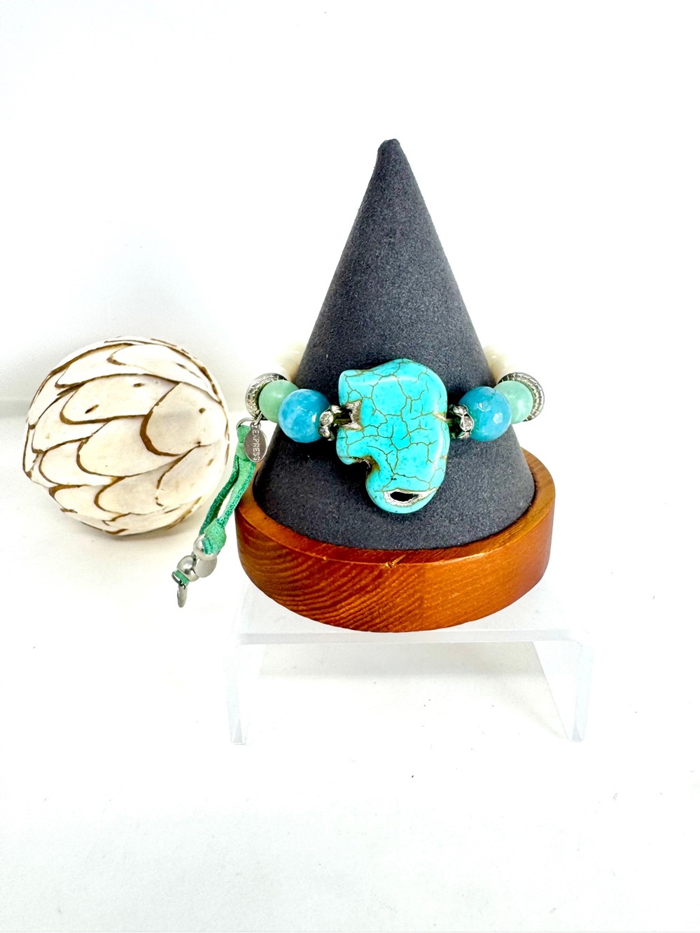 Express Chunky Turquoise Blue Slab Statement Stretch Bracelet – Excellent Cond